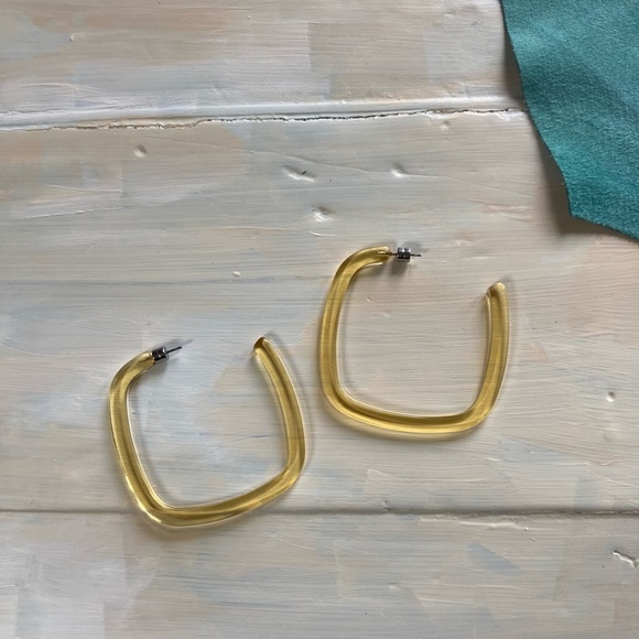 SOLD Machete Large Square Hoops NWT Transparent Yellow - Picture 6 of 13